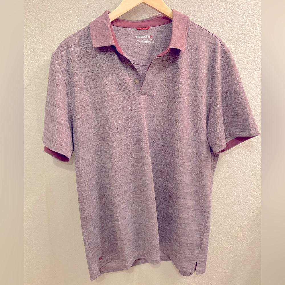 UNTUCKit purple heathered Polo Shirt Soft Knit Short Sleeve, size large